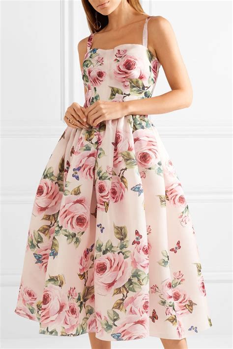 dolce gabbana dress roses organza|dolce gabbana rose print dress.